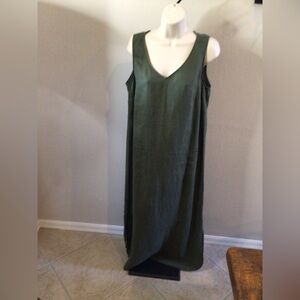 J Jill linen long green dress in size small tall